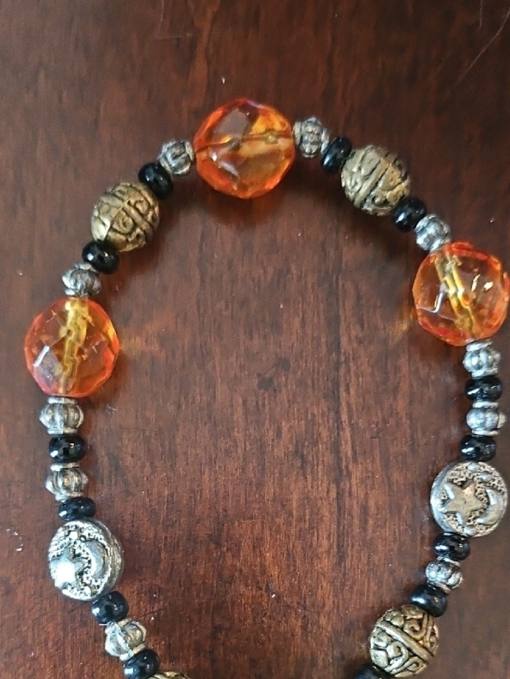 Gorgeous Orange and Black Beaded Necklace, Bracelet & Earring Set - Picture 2 of 6